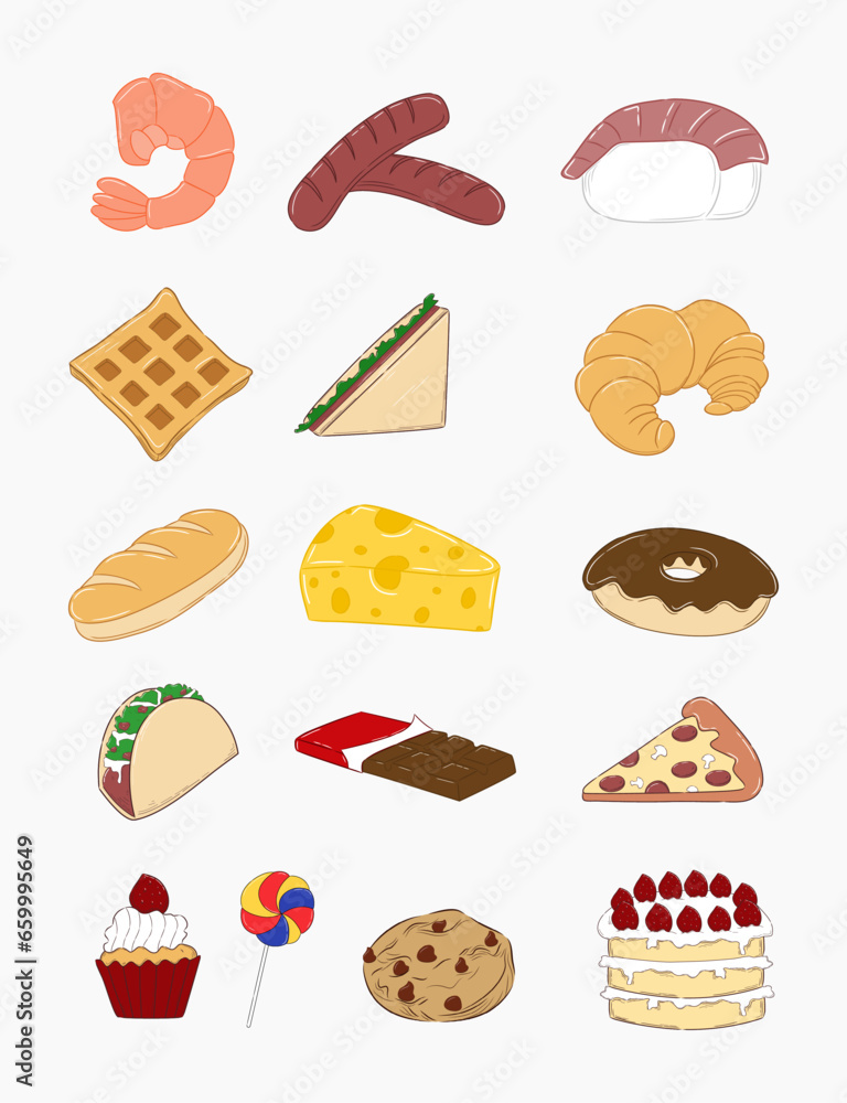 Set of different foods. Set of different foods.
