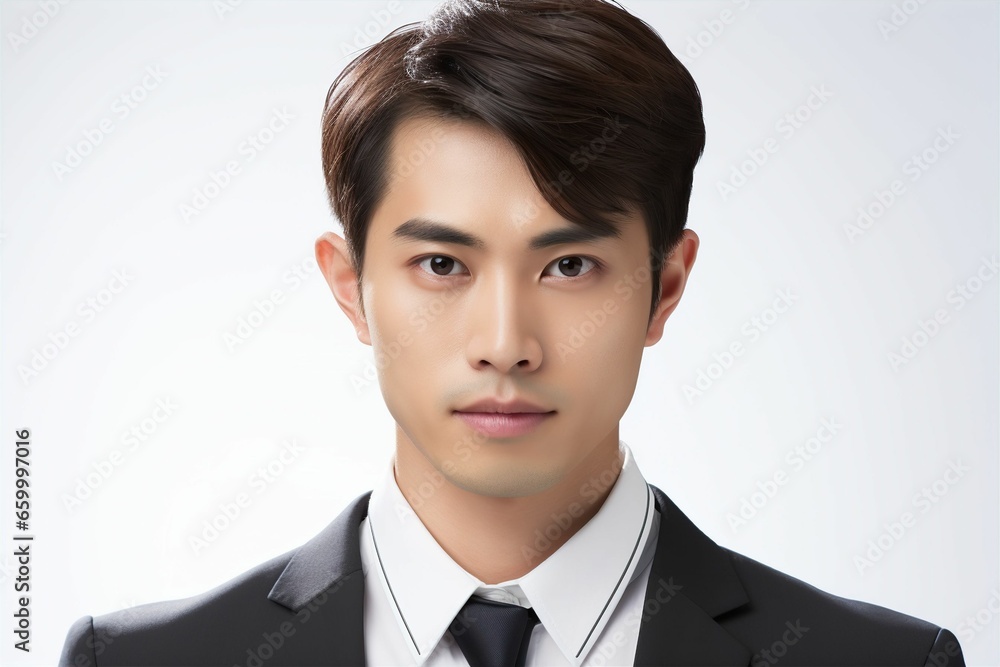 正面の日本人の男性ビジネスマンのポートレート写真(白背景・サラリーマン・スーツ・仕事) 正面の日本人の男性ビジネスマンのポートレート写真(白背景・サラリーマン・スーツ・仕事)