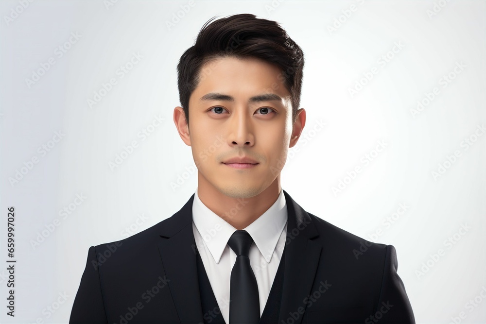正面の日本人の男性ビジネスマンのポートレート写真(白背景・サラリーマン・スーツ・仕事) 正面の日本人の男性ビジネスマンのポートレート写真(白背景・サラリーマン・スーツ・仕事)