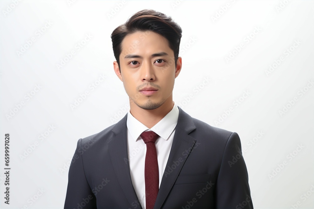 正面の日本人の男性ビジネスマンのポートレート写真(白背景・サラリーマン・スーツ・仕事) 正面の日本人の男性ビジネスマンのポートレート写真(白背景・サラリーマン・スーツ・仕事)
