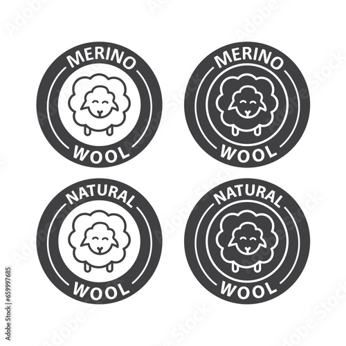 Merino wool icon or logo in thin line. 
