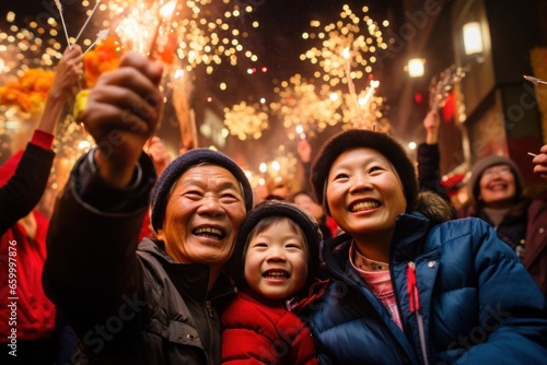 Group of asian people celebrate the Chinese New Year