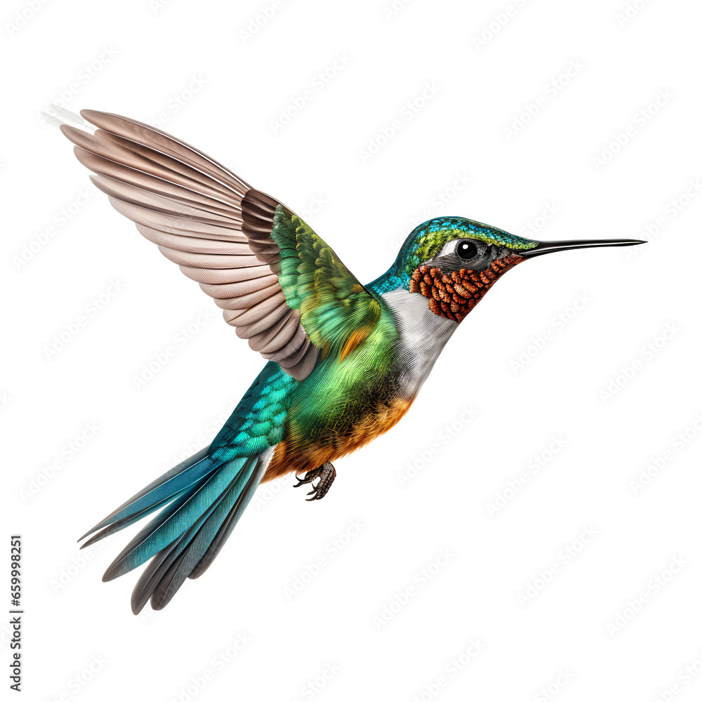 Fototapeta premium Hummingbird flying on transparent background PNG