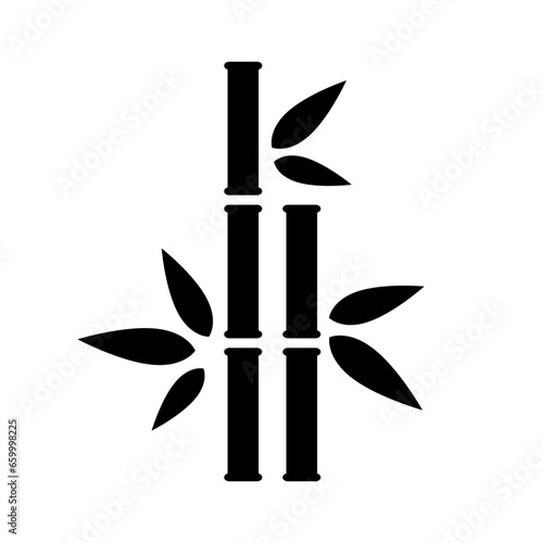 Bamboo black branch decoration. Relaxing decorative tracery of leaves and branches with simple meditative ornament and elegant oriental style for vector design