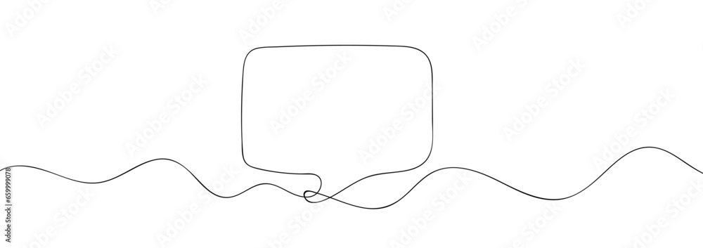 Speech bubble line art continuous one line drawing. Simple linear style. Dialogue, chat, thought cloud icon. Doodle. Vector illustration.