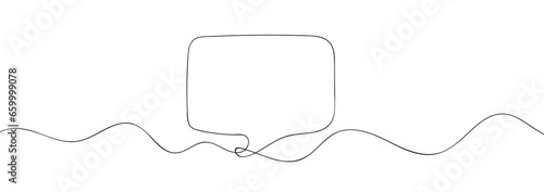 Speech bubble line art continuous one line drawing. Simple linear style. Dialogue, chat, thought cloud icon. Doodle. Vector illustration.