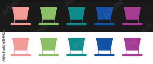 Set Cylinder hat icon isolated on black and white background. Vector