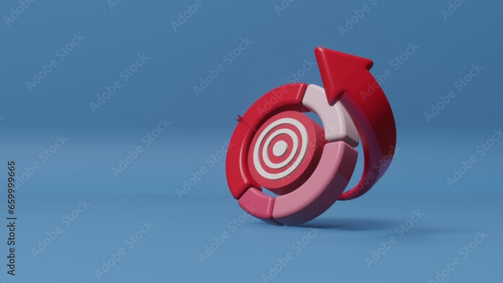 Vídeo do Stock: 3D animation target icon with growth graph with rise up ...
