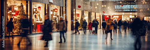 Wallpaper Mural Busy shopping mall during the holiday season with decorated storefronts and crowds of people enjoying the festive atmosphere in the late afternoon Torontodigital.ca