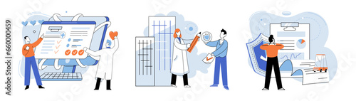 Insurance for car, property, travel, accident, life, medical. Assurance protection covers everything from health personal belongings Insurance concept now includes options for freelancers