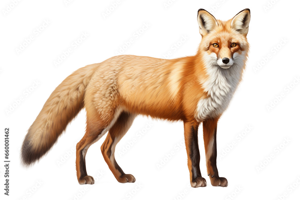 Red Fox on White Background Generative AI