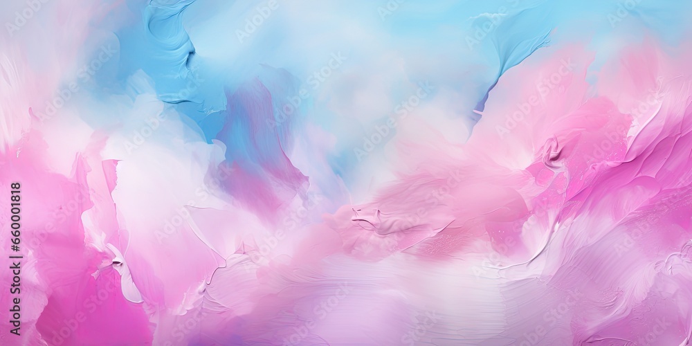 Abstract pastel color stain brushstroke background banner illustration - Pink blue art oil and acrylic smear blot canvas painting wall texture pattern