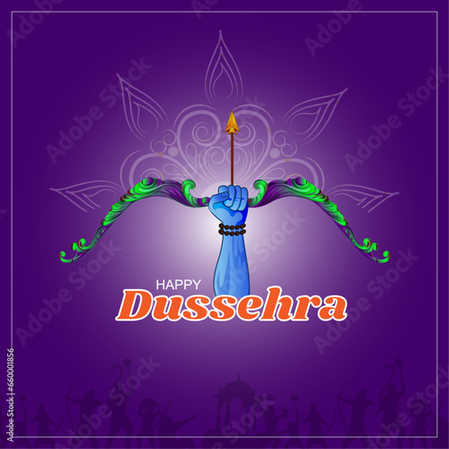 Illustration of Happy Dussehra or Dasara festival of India - Lord Ram and Ravan War