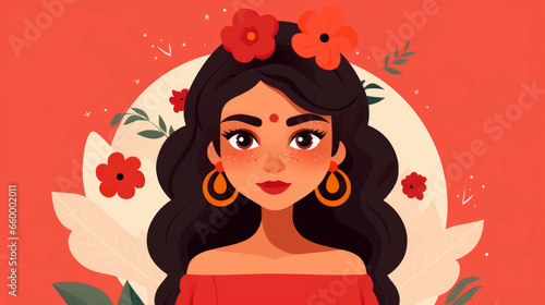 flat illustration of indian girl 