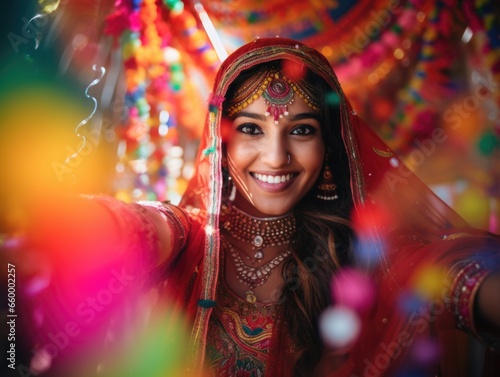 Teej Indian celebrate, vibrant colors, Indian woman