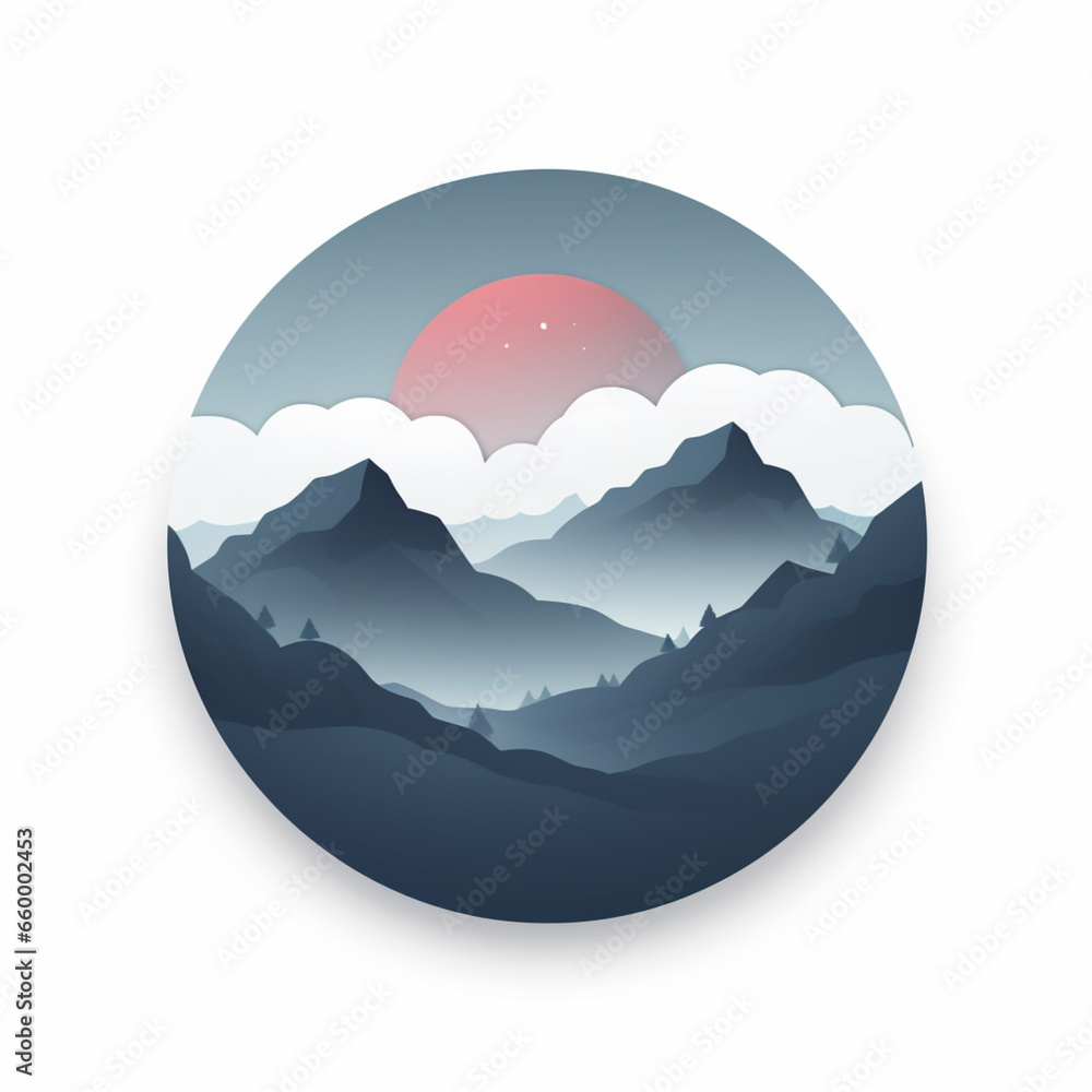 blue sky and mountains 3d icon