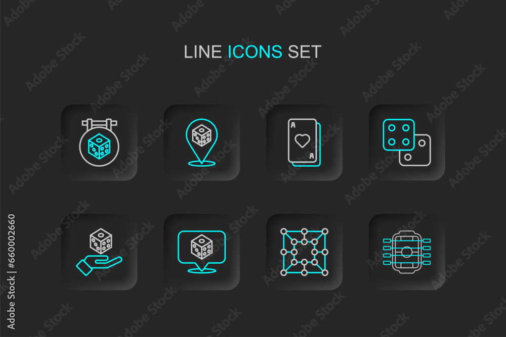 Set line Table football, Board game, Game dice, Playing cards, and icon. Vector Set line Table football, Board game, Game dice, Playing cards, and icon. Vector