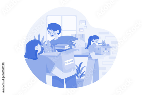 Wallpaper Mural The group of volunteers is receiving charity items Torontodigital.ca