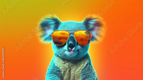 Photo cool kawaii koala glowing colorful generative ai © sudipdesign
