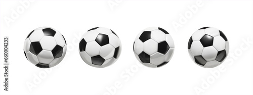 Set of realistic soccer ball or football ball on white background.