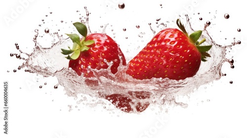 Generate a photography of strawberry in water splash