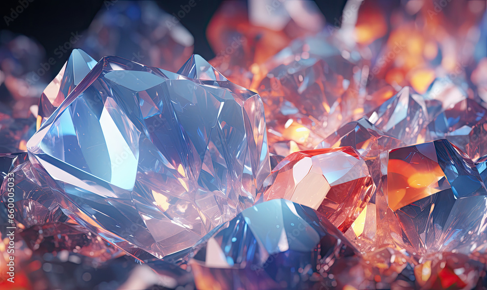 Mesmerizing array of crystals in blue and purple. Mesmerizing array of crystals in blue and purple.