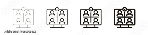 Webcam tchat Teambuilding entreprise travail pictogramme icône et symbole logo