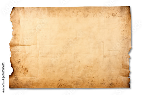 Worn old parchment isolated on transparent background