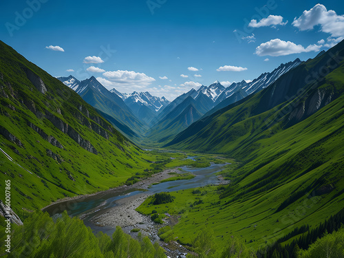 Fantastically beautiful landscape. Mountains, rivers, lakes. AI © IM_VISUAL_ARTIST