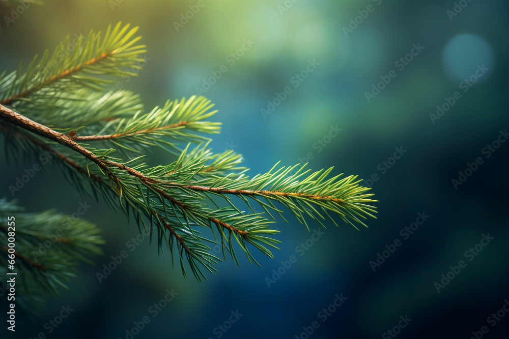 Christmas festive tree branch with blur background and copy space. Generative AI Christmas festive tree branch with blur background and copy space. Generative AI