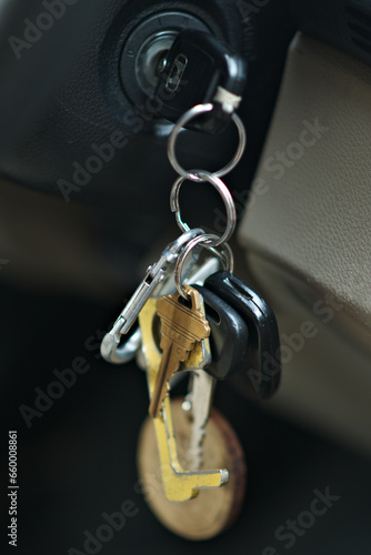A car key in ignition
