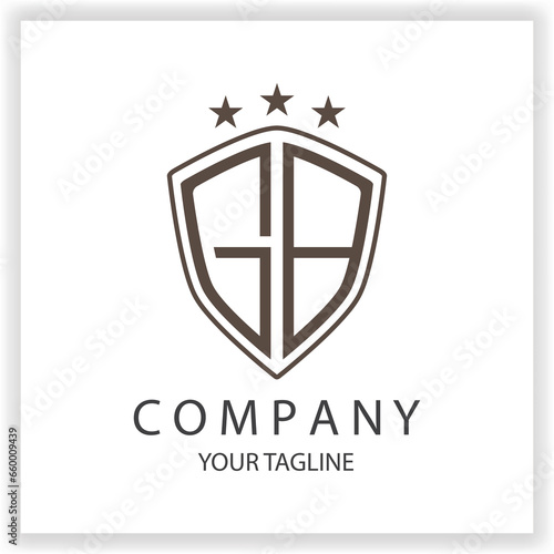 GB Logo monogram with shield shape isolated black colors on outline design template premium elegant template vector eps 10