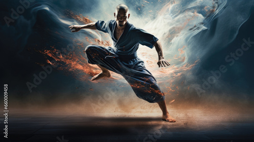 Master of Movement: A Martial Artist's Dedication and Strength Captured in Hyper-realistic Studio Lighting © Paula