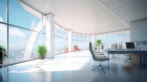 Wide modern office with glass decoration 