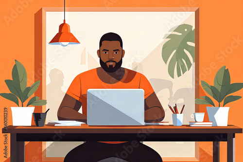 Man working from home, office