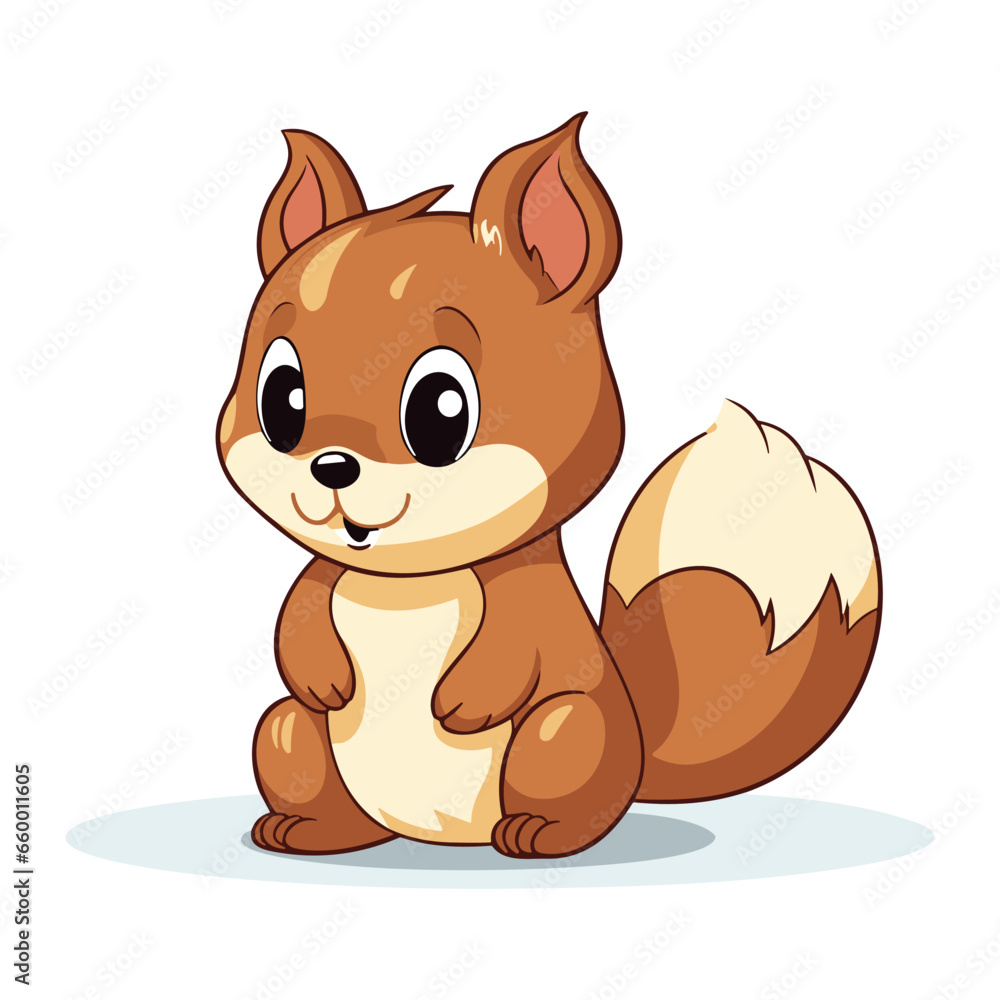 Obraz premium Cute Squirrel Cartoon Vector Art Illustration Design