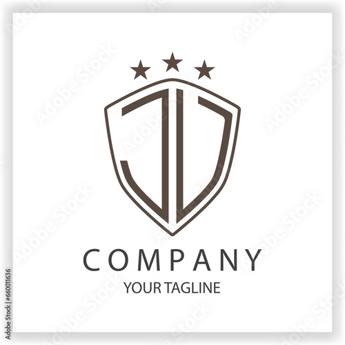 JV JU Logo monogram with shield shape isolated black colors on outline design template premium elegant template vector eps 10 photo