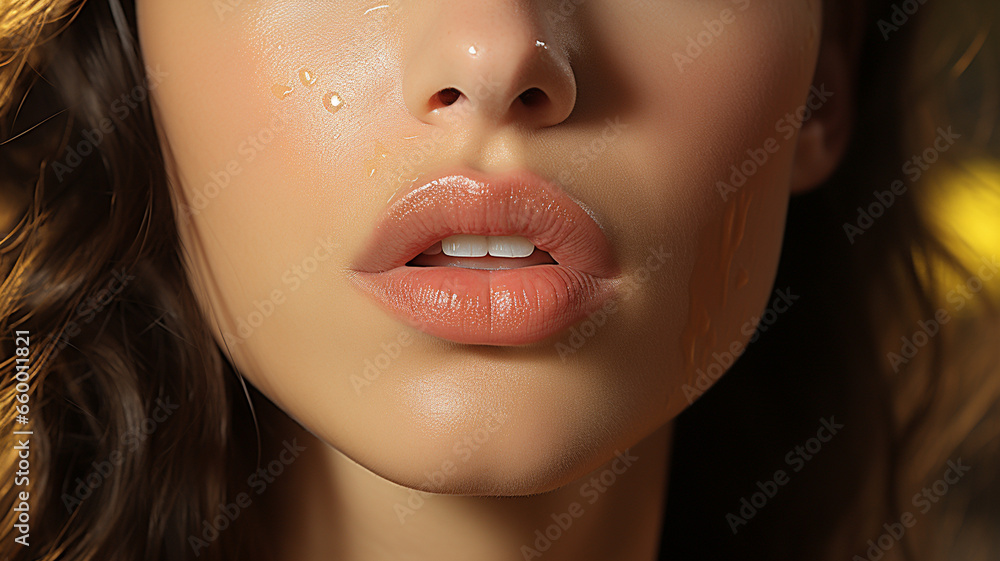 Fototapeta premium portrait of a beautiful woman in a wet dress with water drops