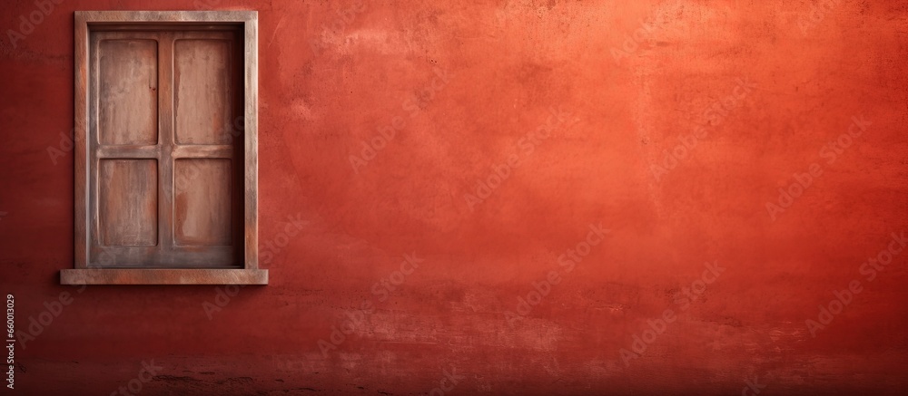 Background of an antique window with a red wall Background of an antique window with a red wall