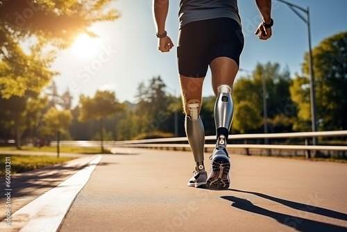 A person with disabilities is engaged in running