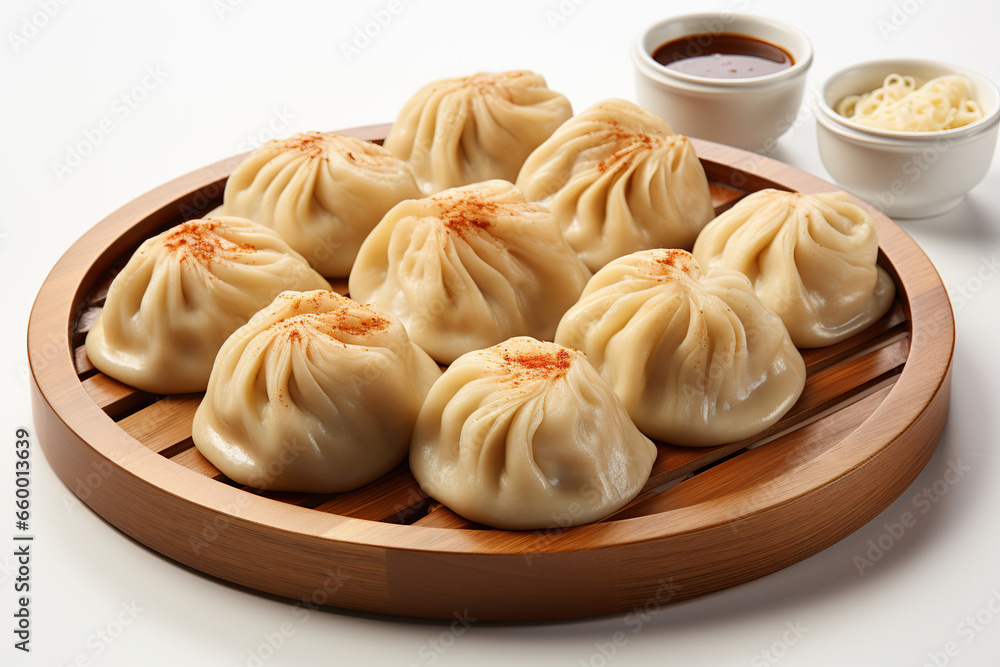 chinese steamed dumplings,chinese dim sum,A wooden platter with dumplings and dipping sauces chinese steamed dumplings,chinese dim sum,A wooden platter with dumplings and dipping sauces