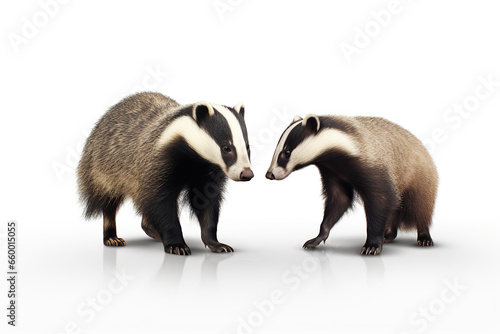 A badger standing on its hind legs on a white background © Moon