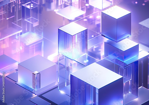 A futuristic cityscape of transparent cubes,abstract blue cubes background,abstract background with cubes