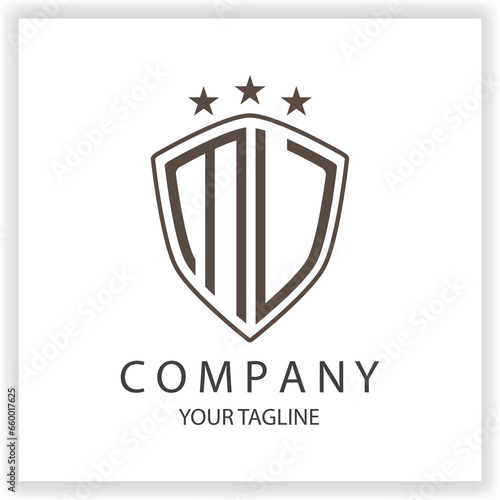 MV MU Logo monogram with shield shape isolated black colors on outline design template premium elegant template vector eps 10