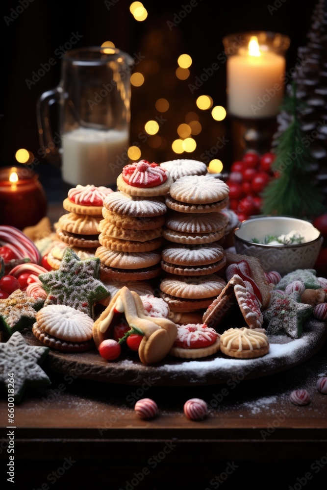 Cookie Wonderland: A Beautifully Arranged Platter of Christmas Treats, Designed for Festive Sharing.