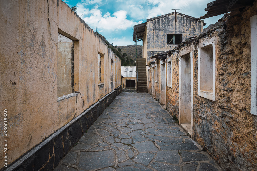 Streets of an old mining town. Hidden Town in Cerro Áspero