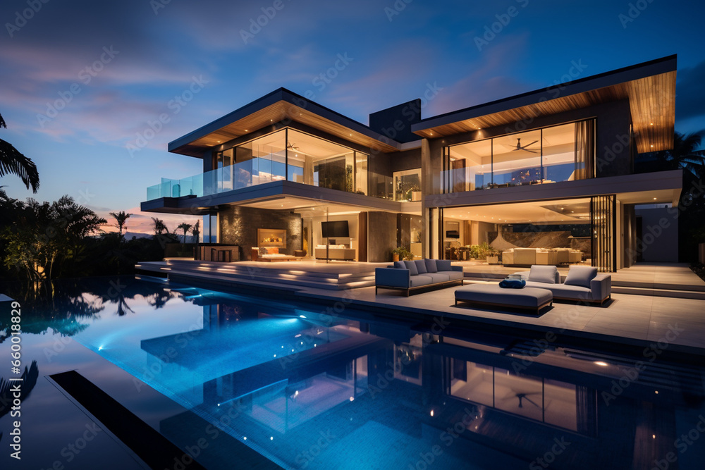 Contemporary Masterpiece: Captivating View of a Modern Villa, Expanding the Boundaries of Luxury Living with its Open-Concept Layouts