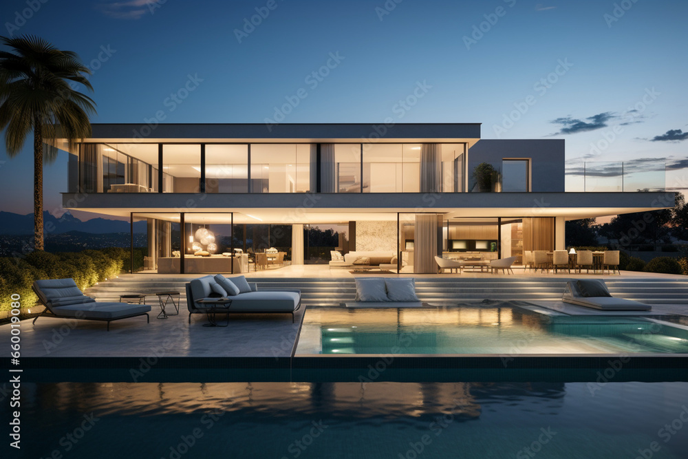 Contemporary Masterpiece: Captivating View of a Modern Villa, Expanding the Boundaries of Luxury Living with its Open-Concept Layouts