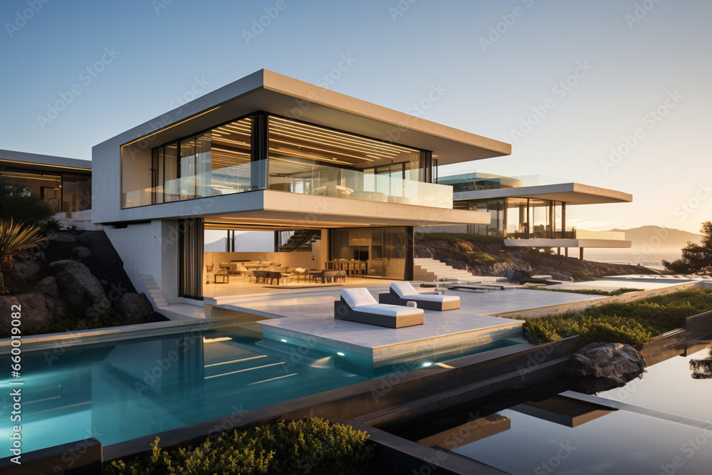 Contemporary Masterpiece: Captivating View of a Modern Villa, Expanding the Boundaries of Luxury Living with its Open-Concept Layouts