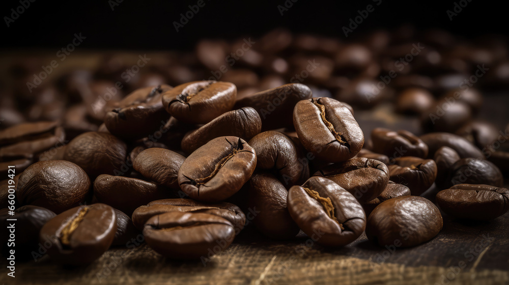 Bunch of coffee bean on the wooden surface Bunch of coffee bean on the wooden surface
